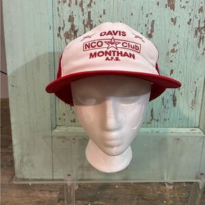 Hanes VTG Men’s Red & White Davis Monthan AFB Trucker style snap back